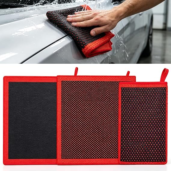 3 Pack Synthetic Clay Towel, Clay Bar Alternative for Car Detailing, Lifts Tar, Sap & Road Film, Reusable, Preps Surface