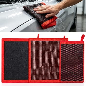 3 Pack Synthetic Clay Towel, Clay Bar Alternative for Car Detailing, Lifts Tar, Sap & Road Film, Reusable, Preps Surface
