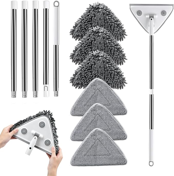 MUEE 3 in 1 Professional Window Squeegee for Home, 78" Window Cleaning Kit with Extension Pole, Tall Wall Cleaner Mop with Long Handle for Outdoor & Indoor Use