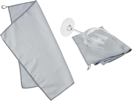 True Microfiber Towels, Wine Glass Polishing Cloths, Streak Free Microfiber Cloth and Lint Free Towels, Grey, Set of 3