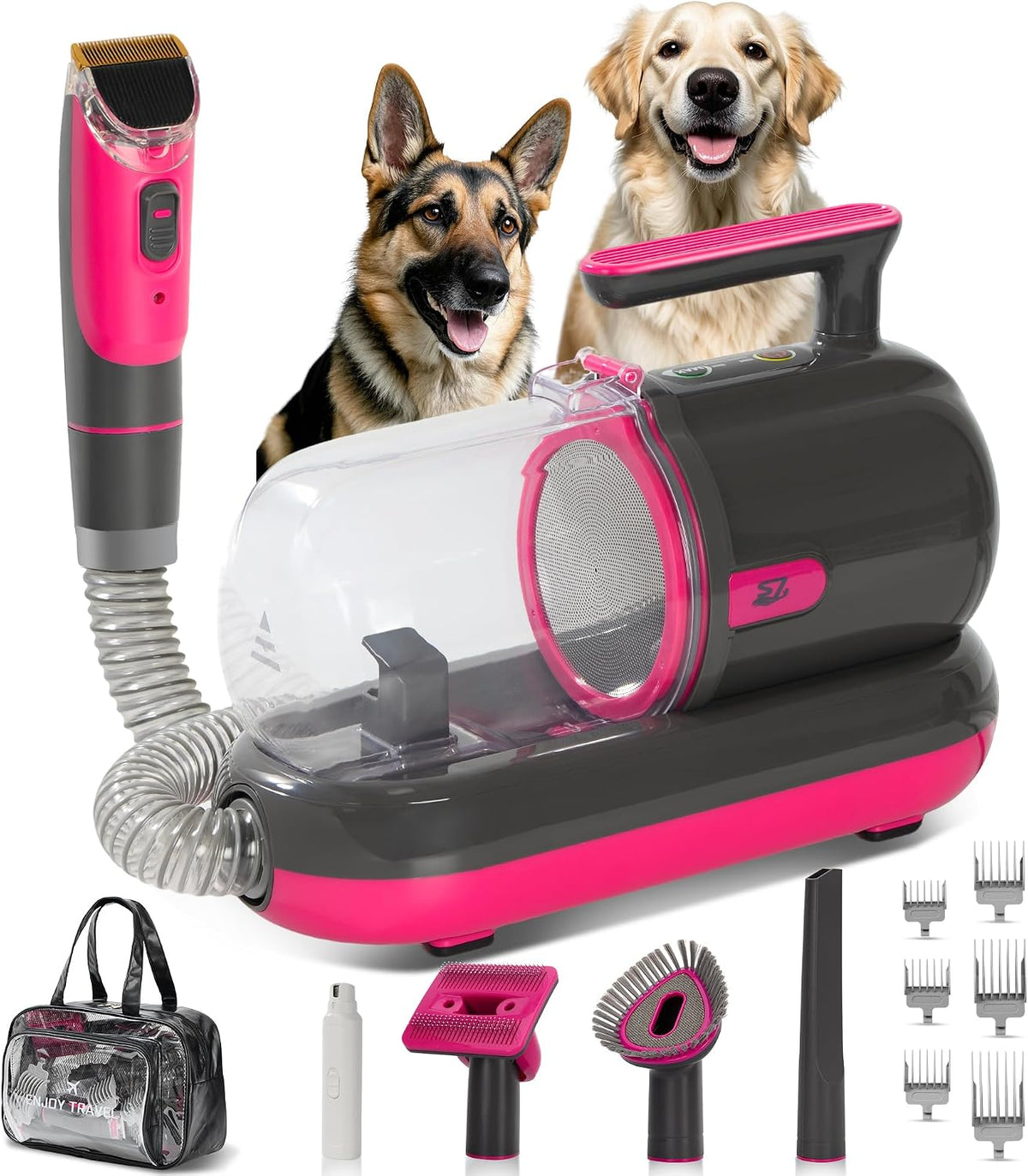 Dog Grooming Vacuum Kit, 1.2L, Dyson-Style Gray