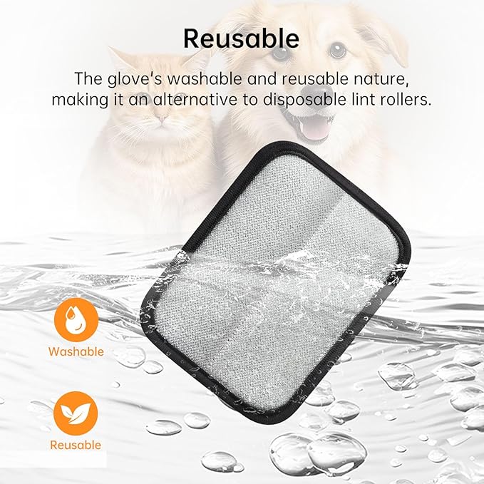 1 Pcs Pet Hair Removal Gloves, Reusable Electrostatic Pet Cat Dog Hair Remover Grooming Gloves Brush Tool for Couch, Furniture, Carpet, Car Seat (1 Pack Black)