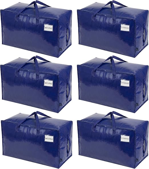 VENO 6 Pack Extra Large Heavy Duty Moving Bags with Wide Opening & Reinforced Handles, Reusable Storage Tote Bags with S