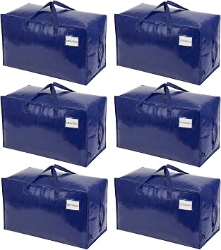 VENO 6 Pack Extra Large Heavy Duty Moving Bags with Wide Opening & Reinforced Handles, Reusable Storage Tote Bags with S