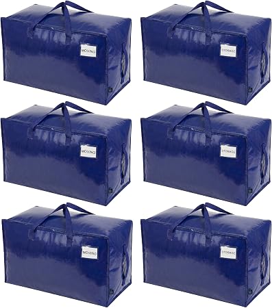 VENO 6 Pack Extra Large Heavy Duty Moving Bags with Wide Opening & Reinforced Handles, Reusable Storage Tote Bags with S