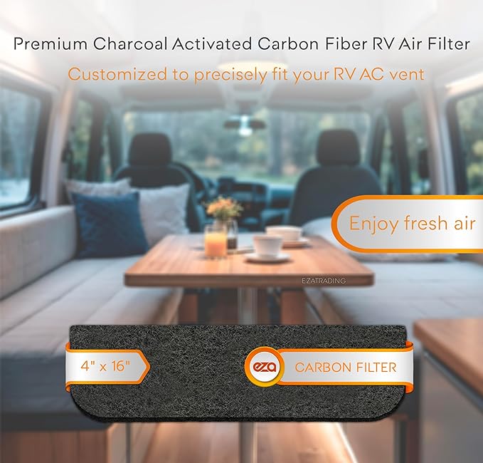 RV Premium Charcoal Activated Carbon Fiber Air Conditioner Filter - Air Duct AC Carbon Filter Replacement for RV AC Vent (2 Pack, 4" x 16")