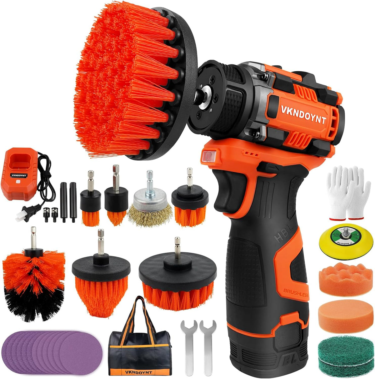 Brushless Cordless Cleaner & Polisher, 3" Mini Buffer & Sander Machine Kit, 2 Variable Speed Small Sander (0-500/0-3000 RPM), 2600mAh Battery, 34 Accessories for Cleaning/Buffing/Sanding/Car Detailing