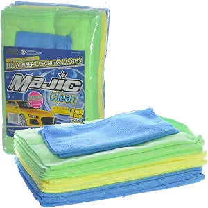 Majic 12x16 Extra Long High Absorbent Microfiber Towels Cleaning Cloths (12-Pack) Plus 2 Free Bonus 9"X9" Cloths