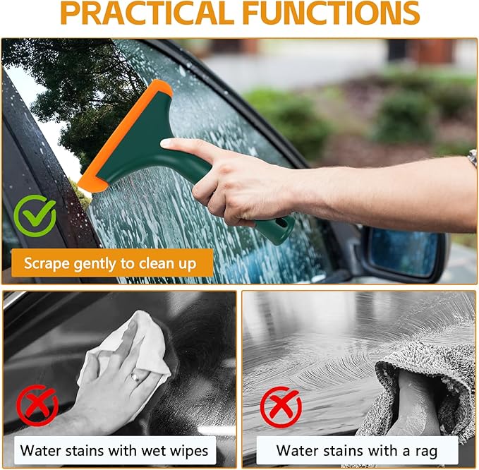 Wuyaoyao 2PCS Silicone Squeegee, Small Squeegee for Car, Automotive Mini Window Squeegees, Shower Squeegees, Water Wiper Cleaning Tool for Car Windshield, Window, Mirror, Glass Door (Dark Green)
