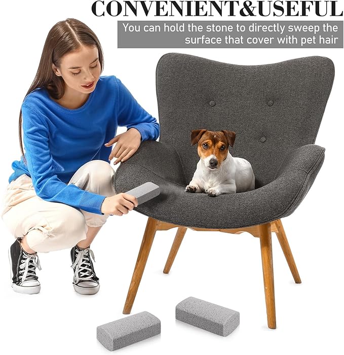 Loopeer 2 Pcs Pet Hair Remover Pumice Stone for Dog Cat Hair Removal Cleaning Pet Fur Stone 6 Inch Dog Fur Cleaning Tool for Car Interior Bedding Carpet Couch Furniture(3.74 x 2 x 1.6 in)