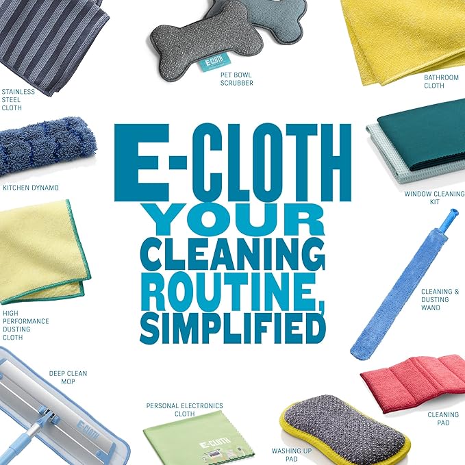 E-Cloth Microfiber Window Cleaning Cloth Kit - Glass Cleaning Cloth for Windows, Mirrors, Cars, Lenses, Eyeglasses, & More, Streak Free Clean, Machine Washable Reusable Towel - Tangerine Orange