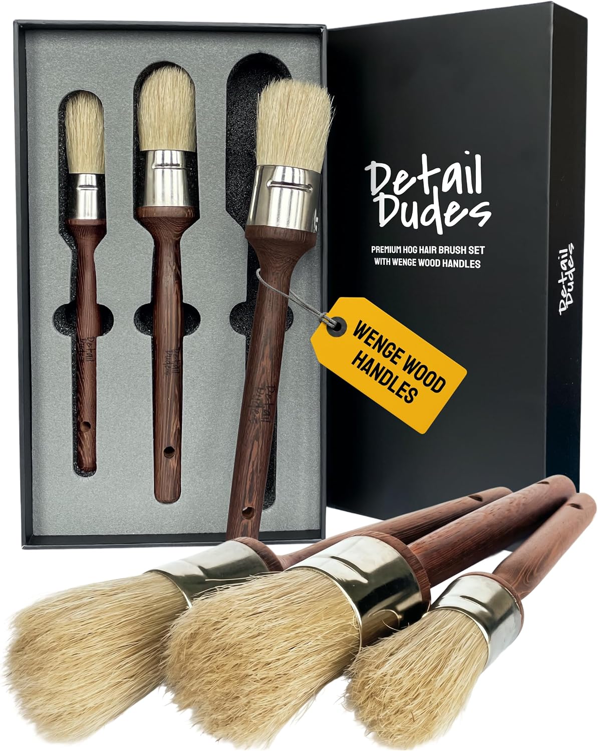 Premium Car Detailing Brush Set 3-pc, Detailing Kit Interior