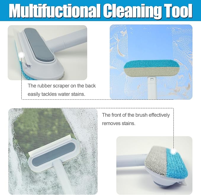 Magic Pet Hair Remover for Dog Cat Owner 2 Pieces, TikTok 4 in 1 Multifunctional Pet Hair Removal Tool for Couch Furniture Carpet Clothing, Reusable Washable Broom Brush for Window Tile Lint Cleaning