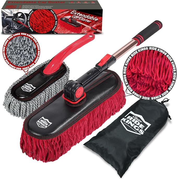 Exterior Car Duster & Brush Kit - Loop End, Red Brush
