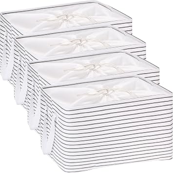 Hinwo 102L XXL Canvas Storage Bin with Lid and Handles, 4-Pack