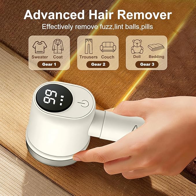 Sweater Fabric Shaver Three-Speed Adjustable Features LED Display Quickly removes Pills Gentle on Fabrics Upgraded lint Shaver Ideal for Home use