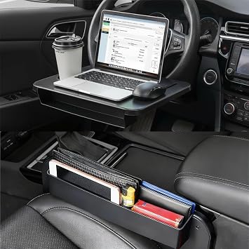 2 In 1 Steering Wheel Desk, Seat Gap Filler Organizer Universal