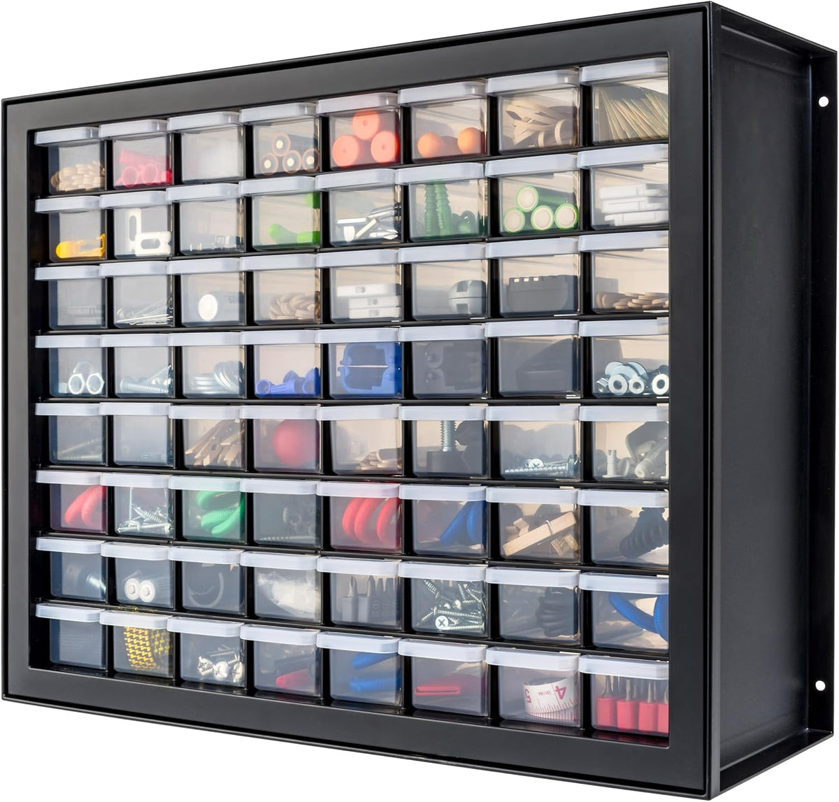 64-Drawer Screw Organizer, Hardware Storage, Made in USA, Black