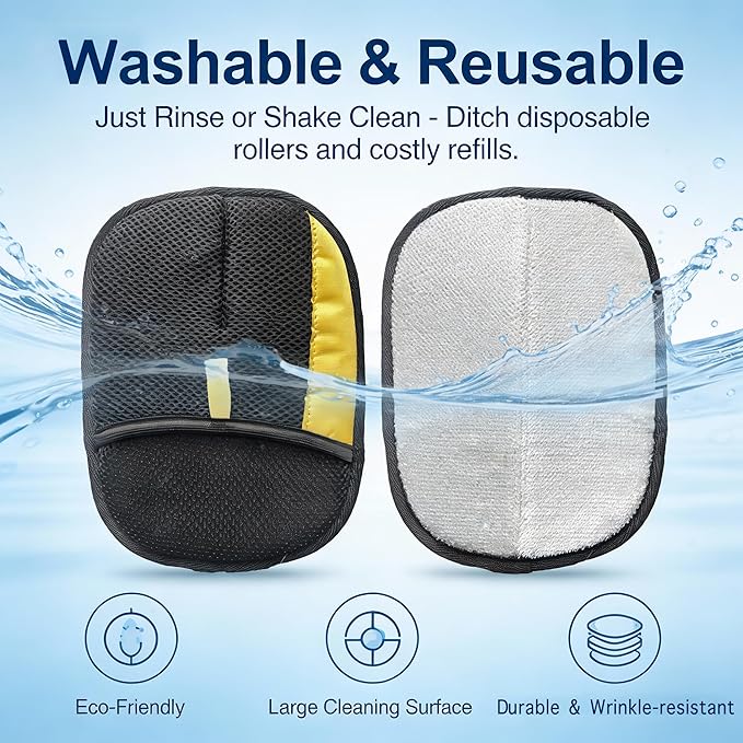 Pet Hair Removal Glove for Dogs & Cats, Reusable Magic Brush Electrostatic Pet Hair Remover Tool for Couch, Carpet, Clothes, Newly Upgraded (Black-Yellow Large 2-Pack)
