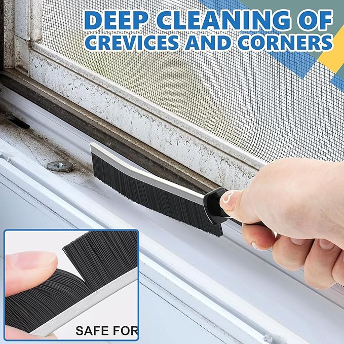 Crevice Cleaning Brush Set (12 Pack) – Hard Bristle Gap Cleaning Tool for Window Tracks, Grout & Bathroom Corners – Thin Deep Cleaning Brush for Kitchen Sink, Sliding Door Tracks & Tight Spaces
