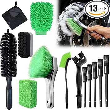 13PCS Motorcycle Cleaning Kit, Motorcycle Detailing Kit Overall Cleaner Tools Car Washing Brush Rims Cleaning Kit Chain 