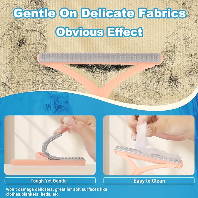 Pet Hair Removal Tool: 6 Pcs Dog Cat Hair Remover - Reusable Pet Hair Remover with Laundry Pet Hair Catcher - Portable Carpet Rake Scraper Fur Removal Tool for Rugs Car Mats Couch Furniture