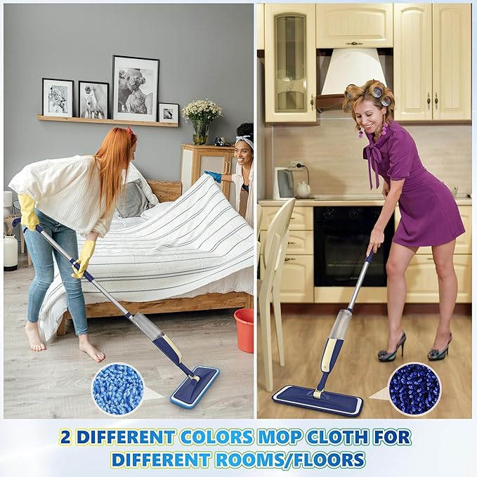 Spray Mops for Hardwood Floor Cleaning: MEXERRIS Wet Mops Dry Dust Mop with 3 Washable Pads for Swiffer Powermop - Flat Mop Home Commercial Mops for Wood Laminate Tile Vinyl Cement Concrete