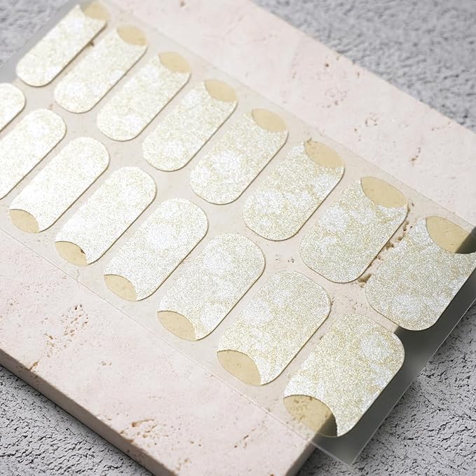 Nail Polish Strips, 32PCS Salon Quality Wraps, Long Lasting Gel Nail Stickers for Women Easy Apply& Remove (Alpine Frost White)