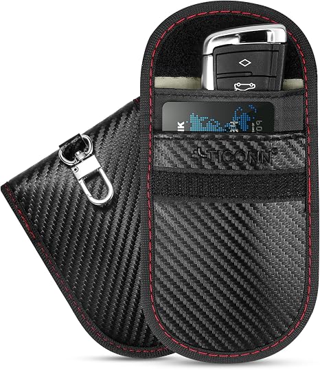 TICONN 2PK Faraday Bags for Car Keys Fob, 3.5''X5.0'' Faraday Cage Protector, Car RFID Signal Blocking, Anti-Theft Pouch