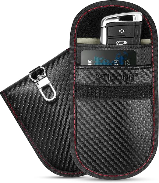 TICONN 2PK Faraday Bags for Car Keys Fob, 3.5''X5.0'' Faraday Cage Protector, Car RFID Signal Blocking, Anti-Theft Pouch