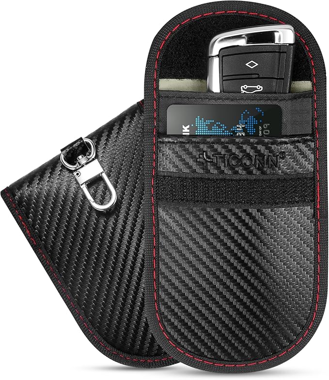 TICONN 2PK Faraday Bags for Car Keys Fob, 3.5''X5.0'' Faraday Cage Protector, Car RFID Signal Blocking, Anti-Theft Pouch