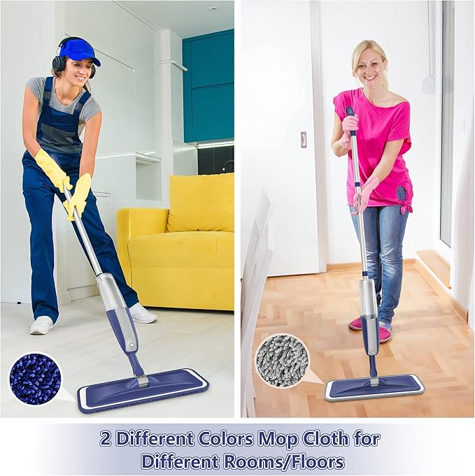 Spray Mops for Hardwood Floor Cleaning: MEXERRIS Wet Dust Mops with 4 Reusable Pads for Swiffer Powermop & 2 Refillable Bottles - Wood Floor Mop Home Commercial Mops for Tile Wood Laminate Vinyl