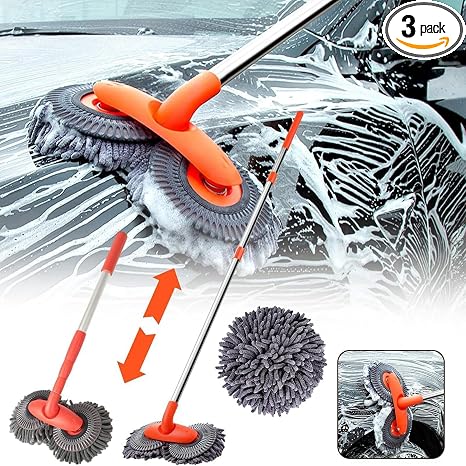 Retractable Car Wash Brush with Long Handle, Rotatable Long Handle Car Cleaning Kit, Brush Duster Scratch Free Cleaning 