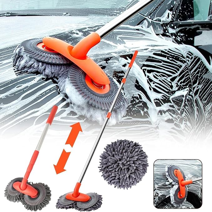 Car Wash Brush with Long Handle - Rotatable Long Handle Car Cleaning Kit Brush Duster Scratch Free Cleaning Tool, Car Cl