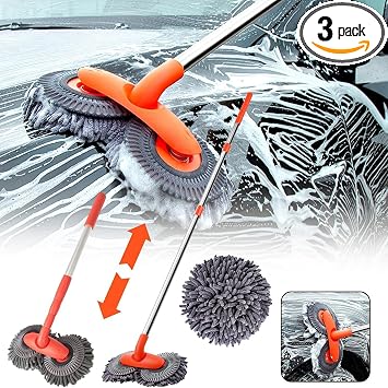 Retractable Car Wash Brush with Long Handle, Rotatable Long Handle Car Cleaning Kit, Brush Duster Scratch Free Cleaning 