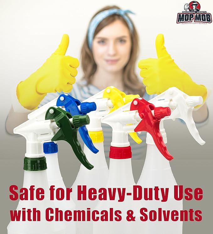 Leak-Free Chemical Resistant Spray Head and 32 oz Bottle 5 Pack Heavy-Duty Industrial Sprayer With Low-Fatigue Trigger and Nozzle for Auto/Car Detailing, Window Cleaning and Janitorial Supply