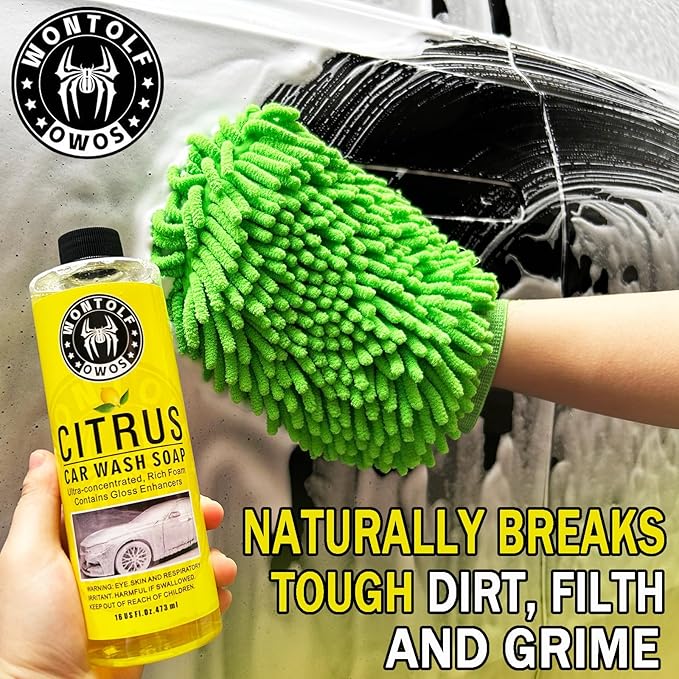 Wontolf Complete Car Wash Cleaning Kit, Car Interior Detailing Kit with Car Wash Soap, Interior Detailing Cleaner, Wheel Cleaner, Wheel Brush, Dying Towel, for Cars Trucks RVs SUVs