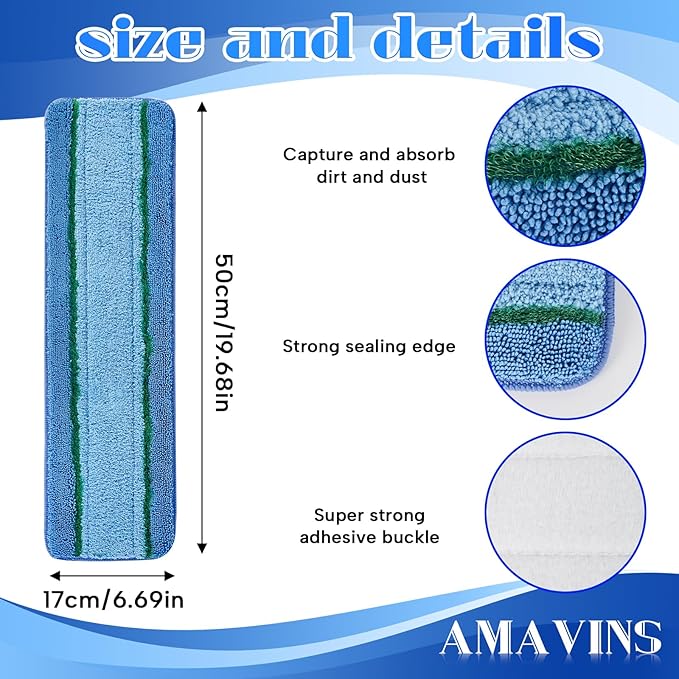 Microfiber Cleaning Pads, 3 Pack Value - Reusable Mop Pads for 18 Inch Mop, Includes Dusting Pad, Cleaning Pad, and Three Zone Deep Clean Pad for Wood, Stone, Tile, Laminate, Vinyl Floor