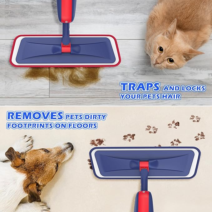 Spray Mops for Floor Cleaning: MEXERRIS Wet Dust Mops with 4 Washable Pads for Swiffer Powermop & 2 Refillable Bottles - Flat Floor Mop Home Commercial Mop for Hardwood Wood Laminate Ceramic Tiles