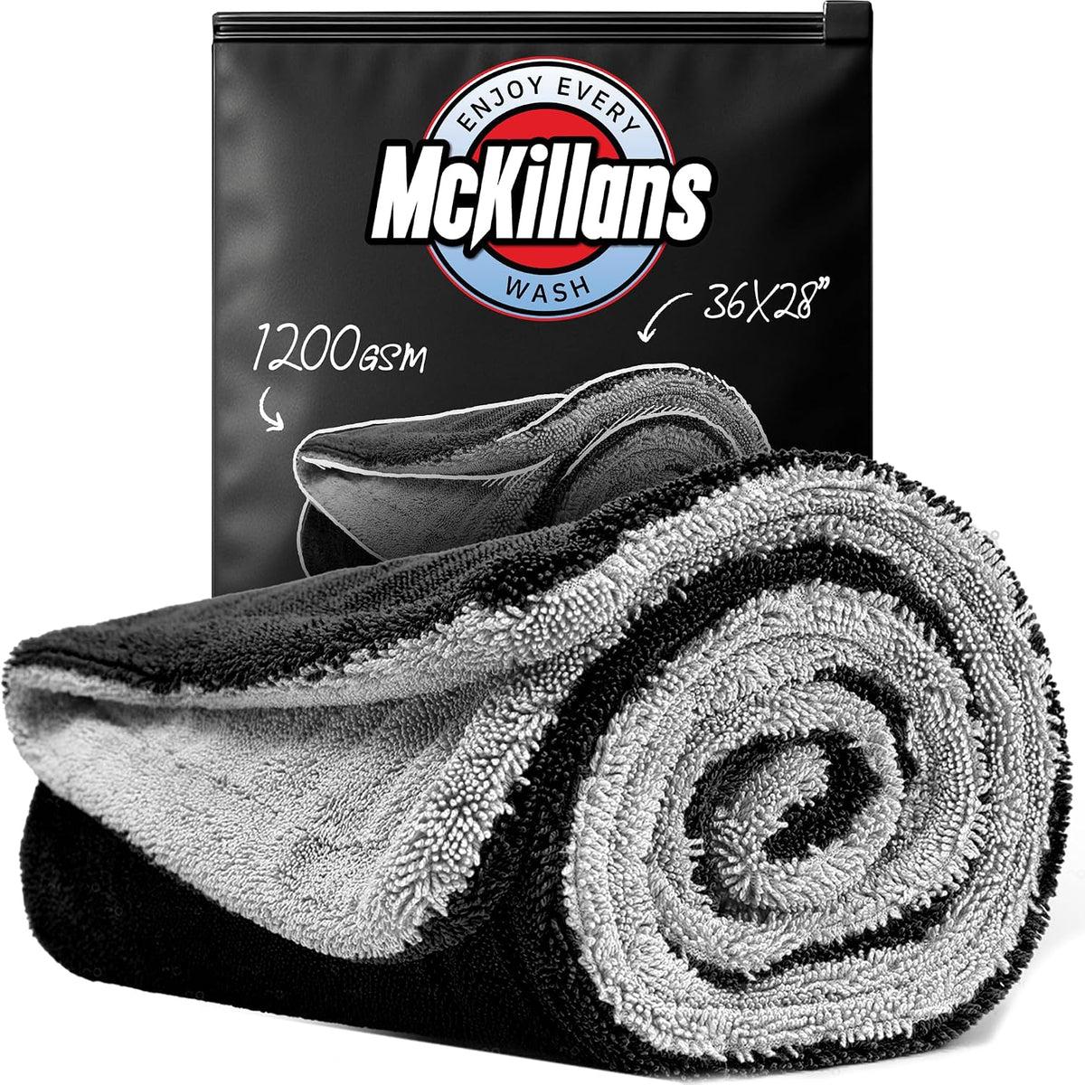 Extra Large Dual-Color Car Drying Towel XL - Edgeless & Ultra Soft & Absorbent - 36" x 28" - 1200 GSM Twisted Loop Microfiber Towel for Cars - Drying Towel Car Detailing - Car Wash Towels