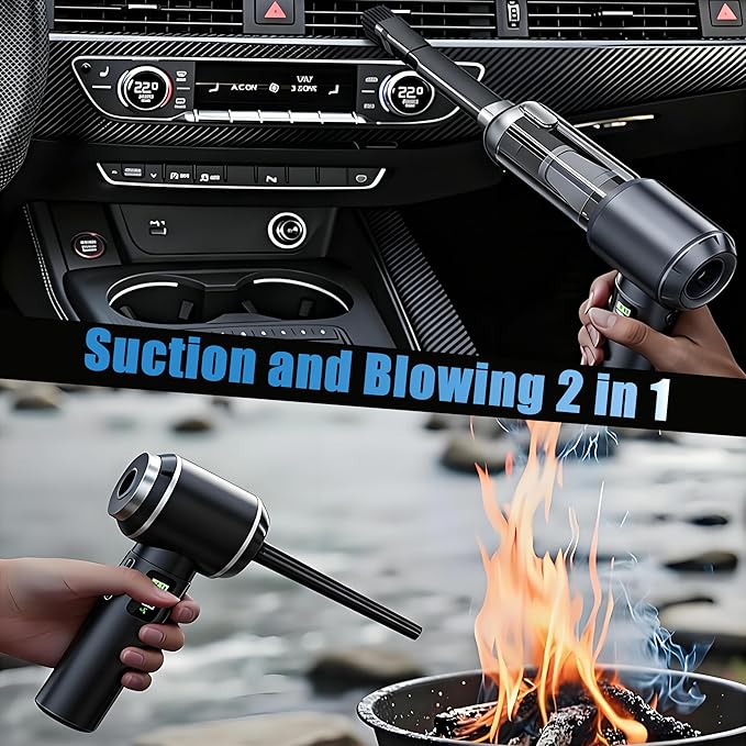 Car Vacuum Portable Cordless,20000Pa Suction Power Handheld Vacuum Ideal for Quick Cleaning in Cars, Homes, and Offices,with Washable Filter and Replaceable Nozzle,Type-C Charging,Silver&Gray