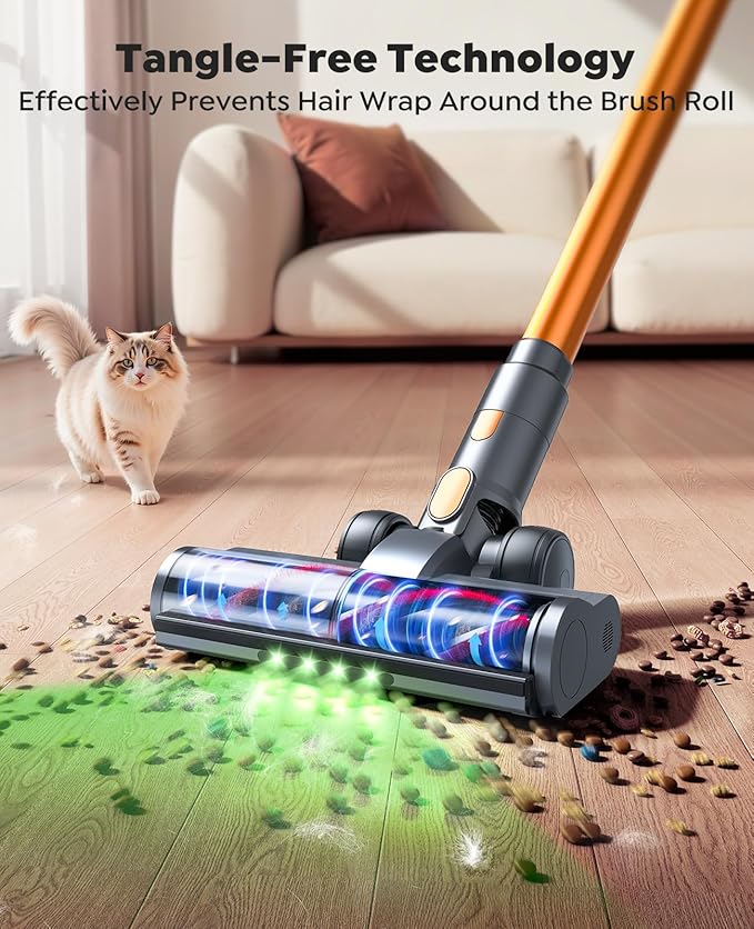 Cordless Vacuum Cleaner, 55KPa 650W 70Mins Stick Vacuum Cleaners for Home, Self-Standing Handheld Vacuum with 3.3Ft Extendable Hose, LED Touch Screen for Pet Hair/Floor/Carpet