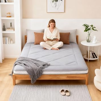 Welnow Japanese Futon Floor Mattress, Thick Twin Size Tatami Mat Portable & Foldable Roll Up Floor Bed Mattress with Sto