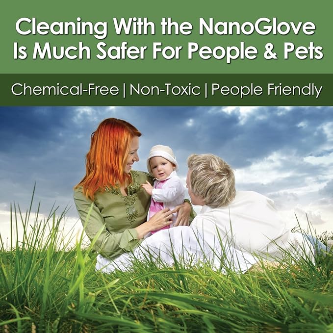 Nano Glove - Green Household Kitchen Cleaning Hand Glove | Replaces Paper Towels Microfiber Wipe Cloths & Feather Dusters | All Purpose Surface Cleaner for Window Stainless Steel Dusting (L-XL)