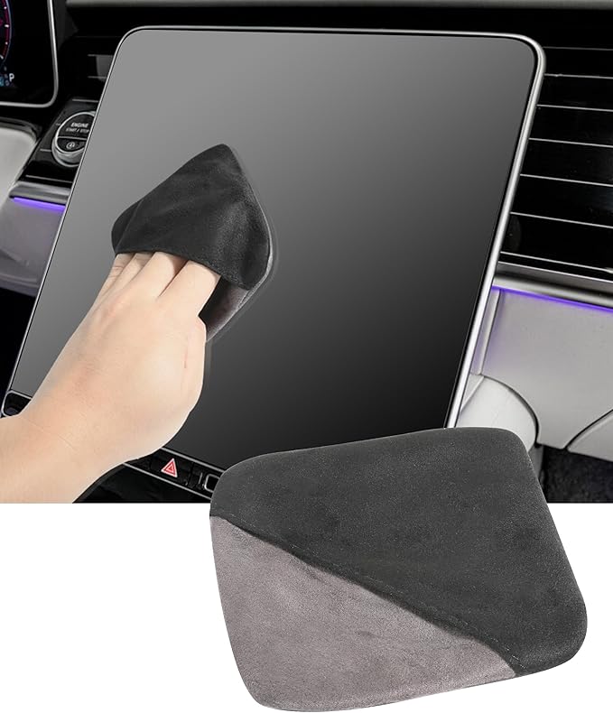 SCUARI Car Screen Cleaner,Touch Screen Cleaner for Car,Car Accessories Car Screen Wipes,Foldable Car Screen Cleaner Cloth,Square Microfiber Screen Cleaning Pad,Fits Car Dashboard LCD Display (Black)