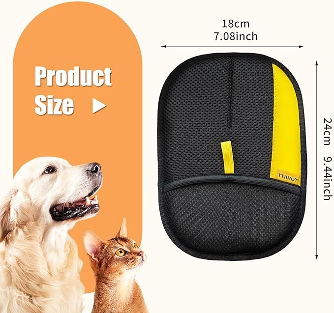 Electrostatic Gloves for Pet Hair Removal: Upgraded 2PCS Animal Fur Removal Tool for Dogs&Cats Efficient Reusable Pet Hair Remover for Couch Carpet Car Seat Clothing Quick Clean (2 pcs-Black)
