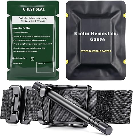Tourniquet Kit First Aid Kit Refill Supplies, Compact Bleeding Control Kit with Tourniquet, Hemostatic Gauze and Chest S