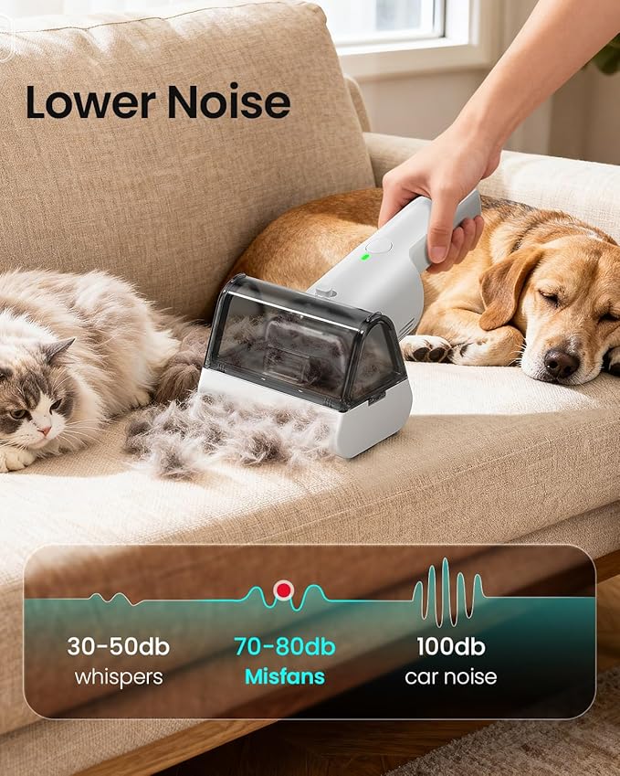 Misfans Electric Pet Hair Removal Tool,2025-Upgrade Cat&Dog Hair Vacuum & Lint Rollers Remover,Automatic Portable Hair Tool for Indoor and Outdoor,Cat Bed,Climbing Frame,Board,Carpet,Mats,Car Mats