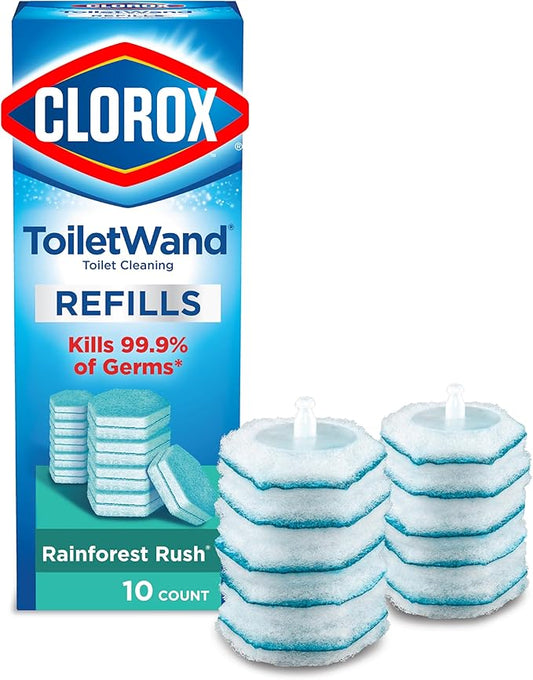 Clorox ToiletWand Toilet Cleaner Refills, Toilet brush, Rainforest Rush, 10 Ct