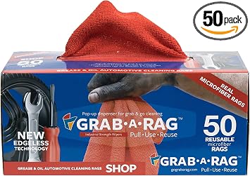 Grab a Rag R-004011 Red 12x12 Microfiber Shop Towel, 50 Pack